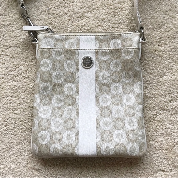 Coach Handbags - Coach Cream Logo Flat Crossbody Bag